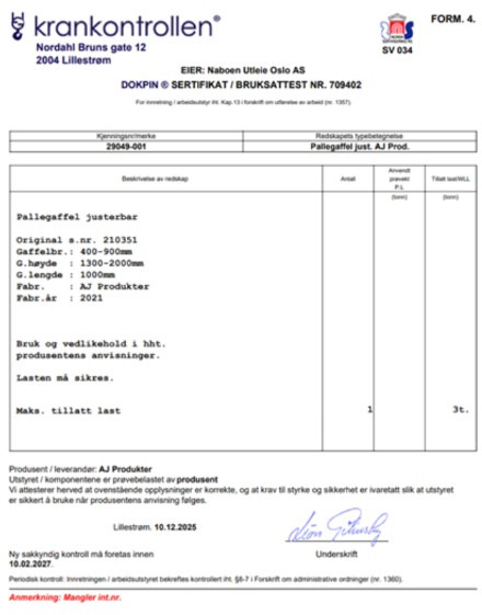 Pallegafler til håndtering av paller med kran / Kapasitet 3000 kg - Навесное оборудование для Строительной техники: фото 3 Pallegafler til håndtering av paller med kran / Kapasitet 3000 kg - Навесное оборудование для Строительной техники: фото 3