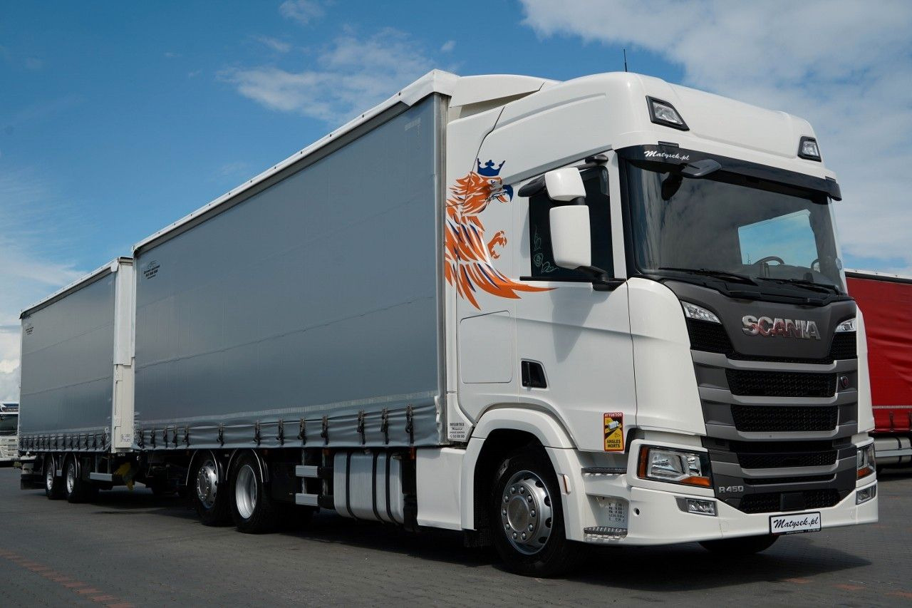 Scania R 450 / ZESTAW TANDEM 120 M3 / PRZEJAZDOWY / OŚ - Тентованный грузовик: фото 4 Scania R 450 / ZESTAW TANDEM 120 M3 / PRZEJAZDOWY / OŚ - Тентованный грузовик: фото 4