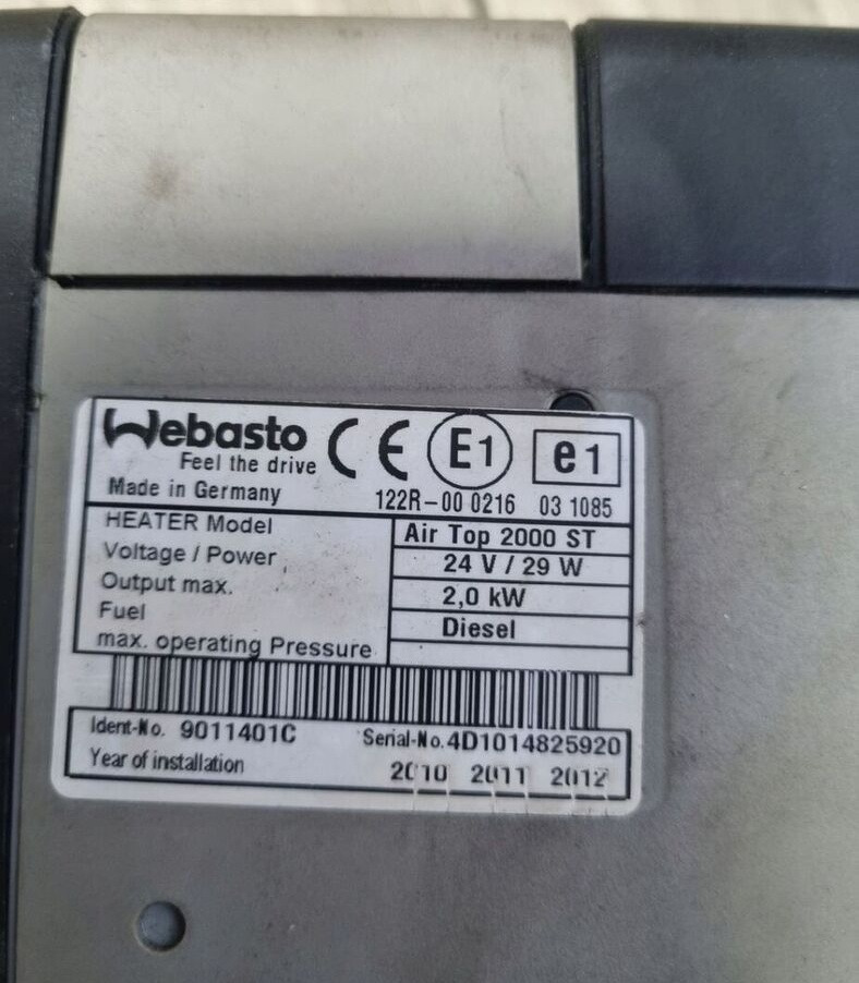 WEBASTO WEBASTO OGRZEWANIE AIR TOP 2000 ST VOLVO FH 13 FM 13 - Отопление/ Вентиляция для Грузовиков: фото 5 WEBASTO WEBASTO OGRZEWANIE AIR TOP 2000 ST VOLVO FH 13 FM 13 - Отопление/ Вентиляция для Грузовиков: фото 5