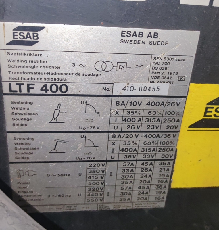 ESAB AB LTF 400 - Сварочное оборудование: фото 3 ESAB AB LTF 400 - Сварочное оборудование: фото 3