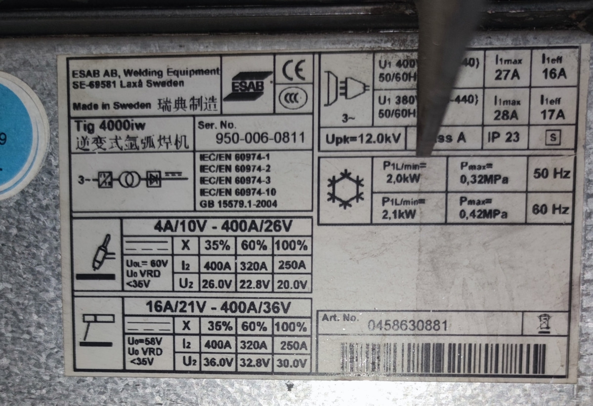 ESAB AB Tig 400iw - Сварочное оборудование: фото 4 ESAB AB Tig 400iw - Сварочное оборудование: фото 4