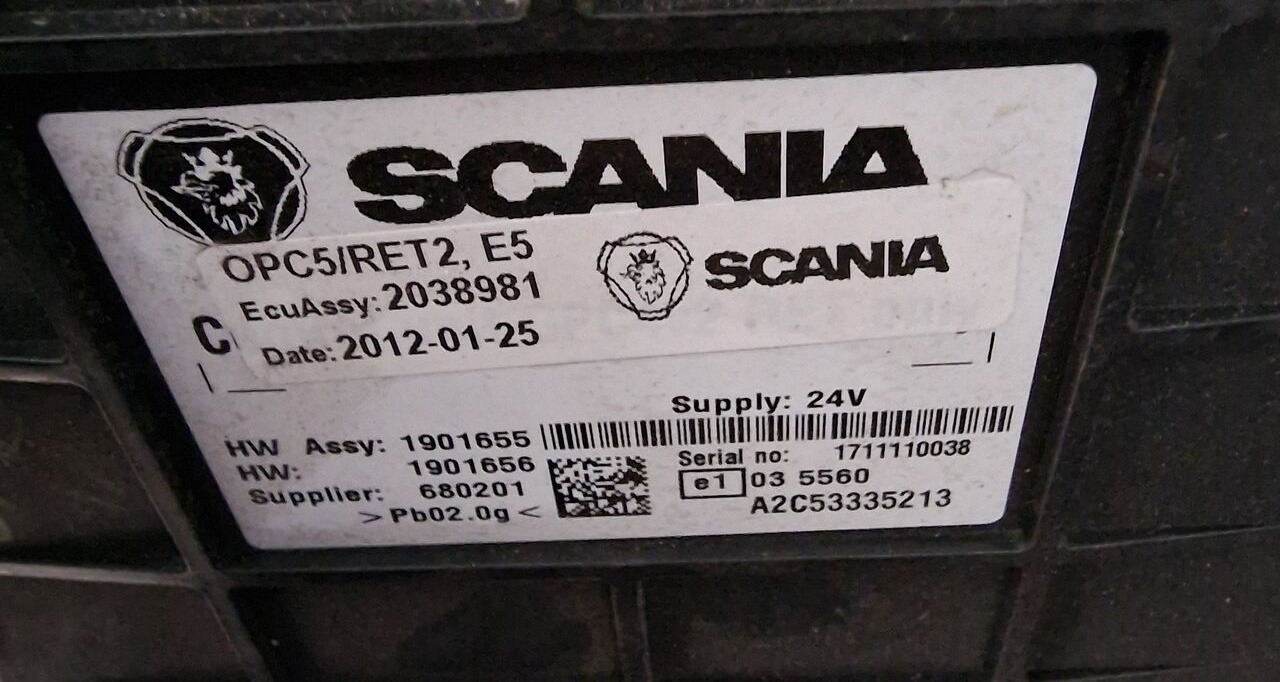 Scania Sterownik Moduł Skrzyni Retardera OPC 5 R 20389811901655 Scania OPC 5 Scania R 20389811901655 truck - Блок управления для Грузовиков: фото 1 Scania Sterownik Moduł Skrzyni Retardera OPC 5 R 20389811901655 Scania OPC 5 Scania R 20389811901655 truck - Блок управления для Грузовиков: фото 1