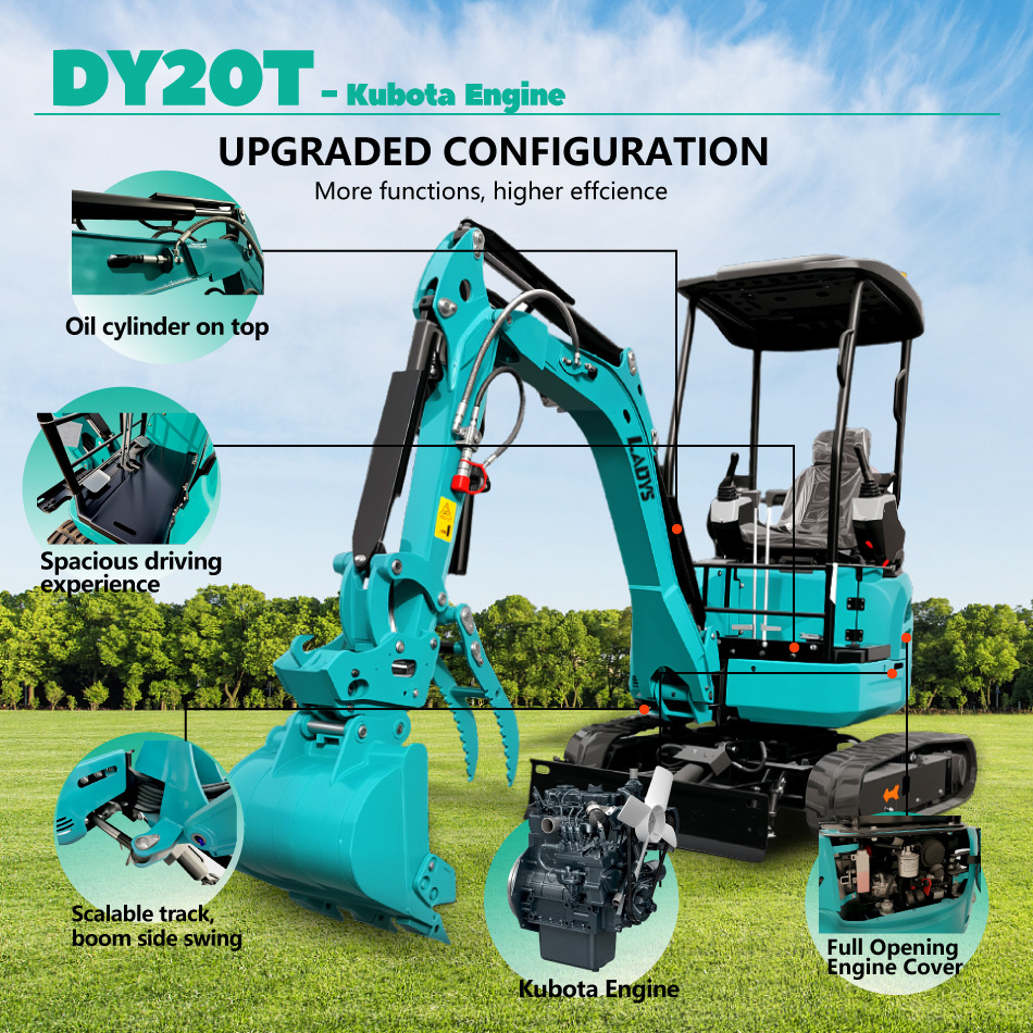 LADYS DY20T Mini Excavator Euro 5/Epa Engine Kubota Mini Excavator For Sale - Мини-экскаватор: фото 3 LADYS DY20T Mini Excavator Euro 5/Epa Engine Kubota Mini Excavator For Sale - Мини-экскаватор: фото 3
