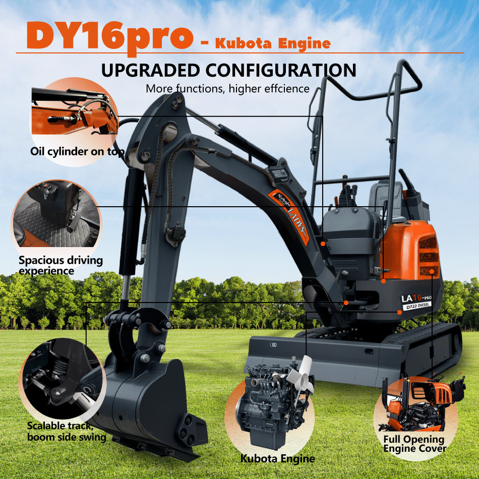 LADYS LA16Pro Mini Excavator Digger Miniexcavadora EPA Kubota Engine Mini Excavator For Sale With Mini Excavator Attachment Set - Мини-экскаватор: фото 3 LADYS LA16Pro Mini Excavator Digger Miniexcavadora EPA Kubota Engine Mini Excavator For Sale With Mini Excavator Attachment Set - Мини-экскаватор: фото 3