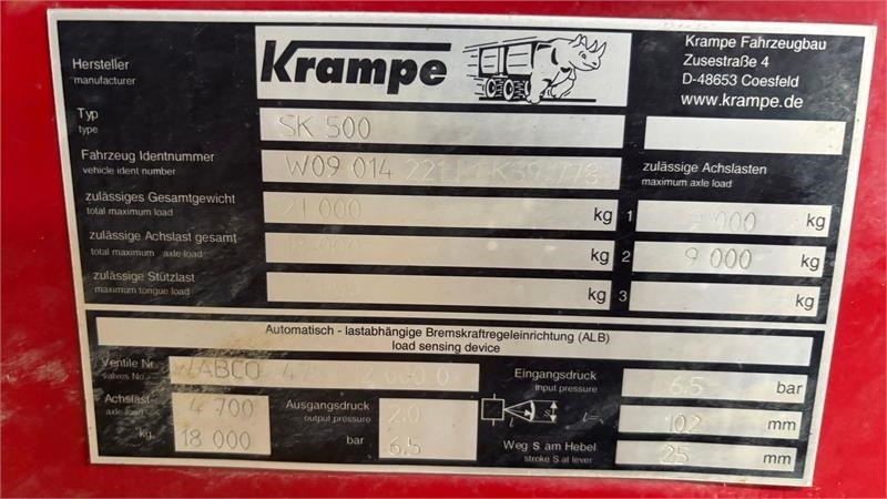 Krampe SK 550 Entreprenørvogn med Hardox kasse SK 500 - Сельскохозяйственный прицеп-самосвал: фото 5 Krampe SK 550 Entreprenørvogn med Hardox kasse SK 500 - Сельскохозяйственный прицеп-самосвал: фото 5