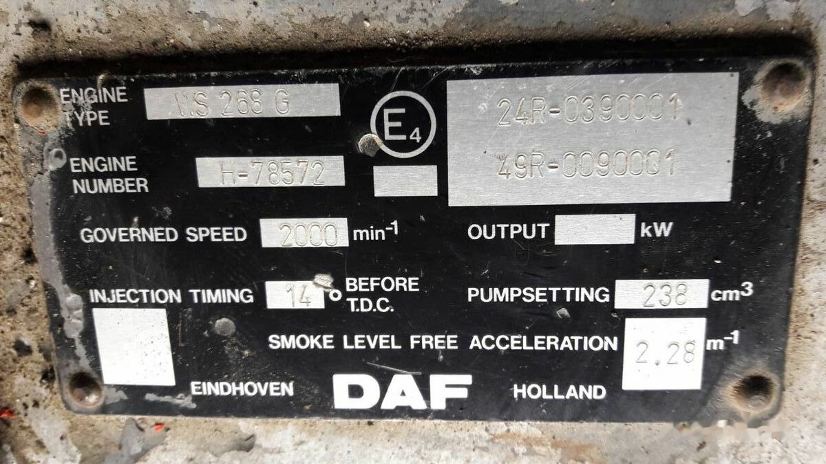 DAF WS268G DAF 95 85 - Двигатель для Грузовиков: фото 1 DAF WS268G DAF 95 85 - Двигатель для Грузовиков: фото 1