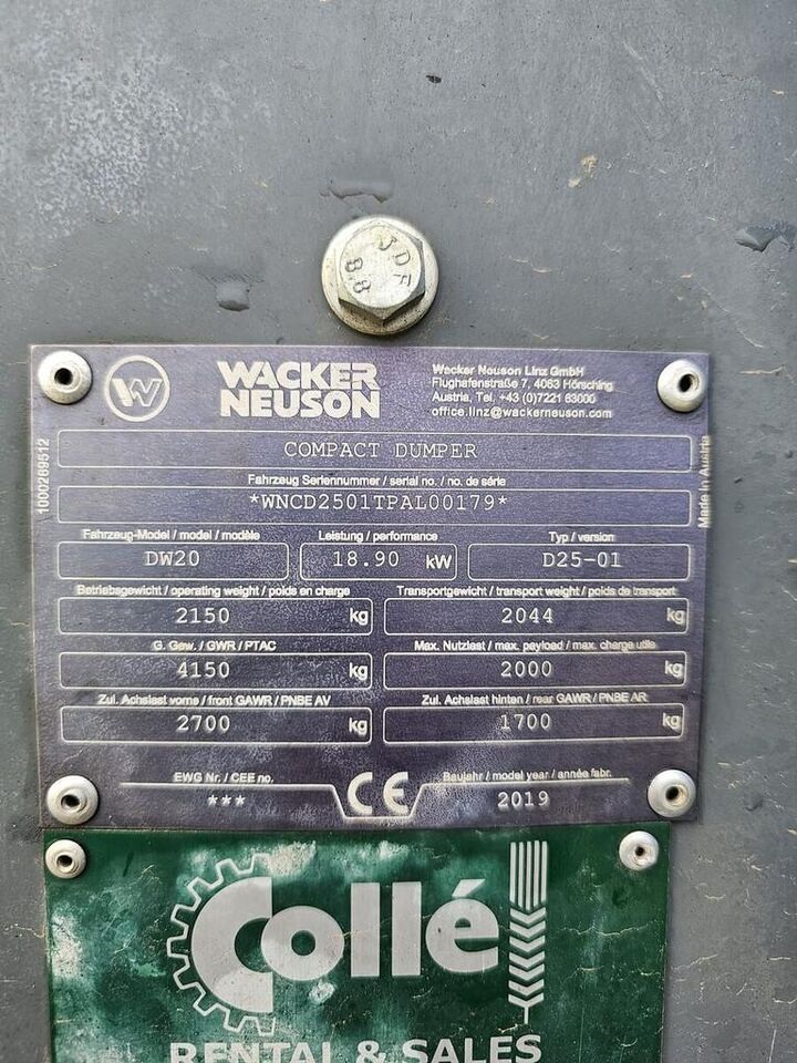 Wacker Neuson DW20 - Мини-самосвал: фото 3 Wacker Neuson DW20 - Мини-самосвал: фото 3