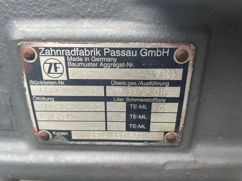 Ось и запчасти для Строительной техники Schaeff SKL834-5904661670-ZF AP-R715-Axle/Achse/As: фото 9