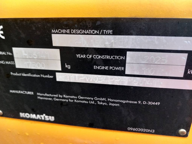 Komatsu PW160-11E0 - Колёсный экскаватор: фото 4 Komatsu PW160-11E0 - Колёсный экскаватор: фото 4