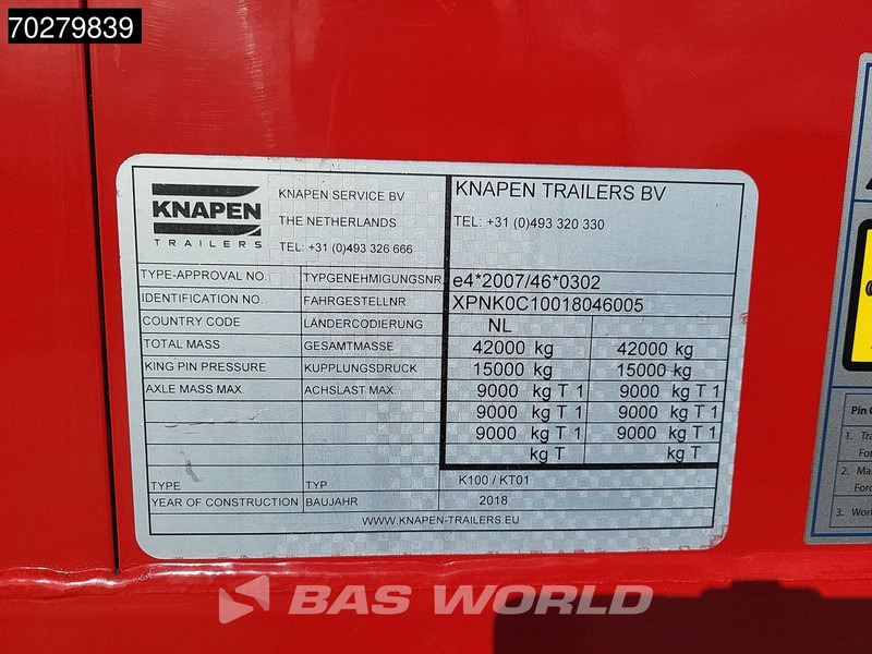 Полуприцеп с подвижным полом Knapen K100 92m3 10mm Waste Cover Liftachse APK 01/26: фото 20