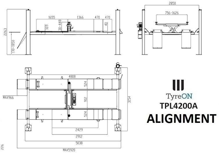 TPL4200A 4 columns alignment carlift - 4.8 meter runways - 4.2T - Оборудование для мастерских: фото 2 TPL4200A 4 columns alignment carlift - 4.8 meter runways - 4.2T - Оборудование для мастерских: фото 2