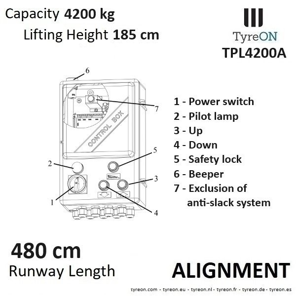 TPL4200A 4 columns alignment carlift - 4.8 meter runways - 4.2T - Оборудование для мастерских: фото 3 TPL4200A 4 columns alignment carlift - 4.8 meter runways - 4.2T - Оборудование для мастерских: фото 3