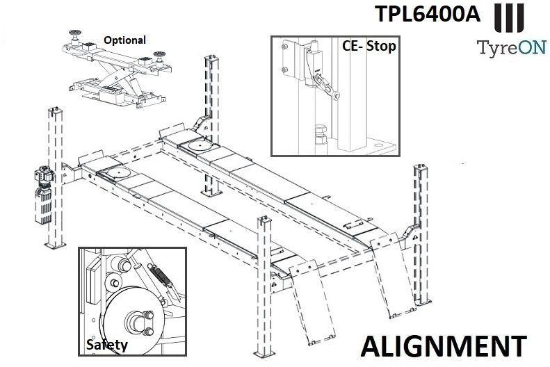 TPL6400A 4 post alignment lift - 5,2 m runways - 6.4T - Оборудование для мастерских: фото 2 TPL6400A 4 post alignment lift - 5,2 m runways - 6.4T - Оборудование для мастерских: фото 2
