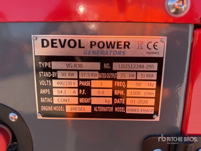 2026 Devol VG-R30 31 kVA Skid-Mounted Groupe Elec ... Generator Set - Электрогенератор: фото 5 2026 Devol VG-R30 31 kVA Skid-Mounted Groupe Elec ... Generator Set - Электрогенератор: фото 5