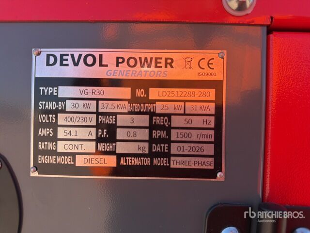 2026 Devol VG-R30 31 kVA Skid-Mounted Groupe Elec ... Generator Set - Электрогенератор: фото 5 2026 Devol VG-R30 31 kVA Skid-Mounted Groupe Elec ... Generator Set - Электрогенератор: фото 5