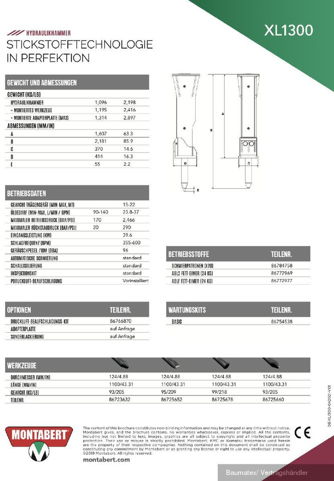 Montabert XL2700, XL1900, XL1700, XL1300, XL1000 - Гидромолот для Строительной техники: фото 5 Montabert XL2700, XL1900, XL1700, XL1300, XL1000 - Гидромолот для Строительной техники: фото 5