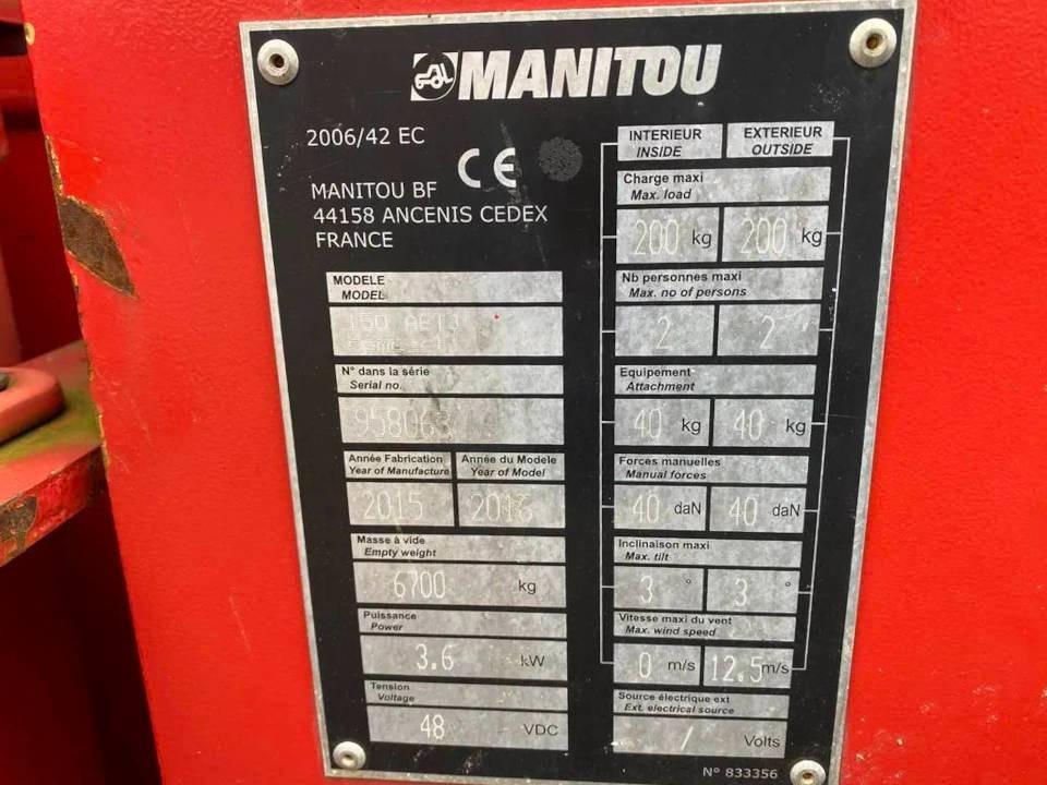 Manitou 150 AET JC - Коленчатый подъемник: фото 4 Manitou 150 AET JC - Коленчатый подъемник: фото 4