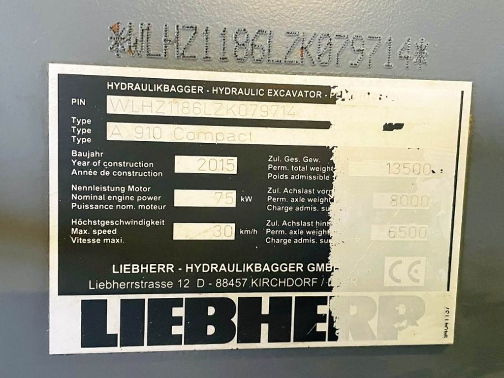 Liebherr A910 Compact (4025) - Колёсный экскаватор: фото 3 Liebherr A910 Compact (4025) - Колёсный экскаватор: фото 3