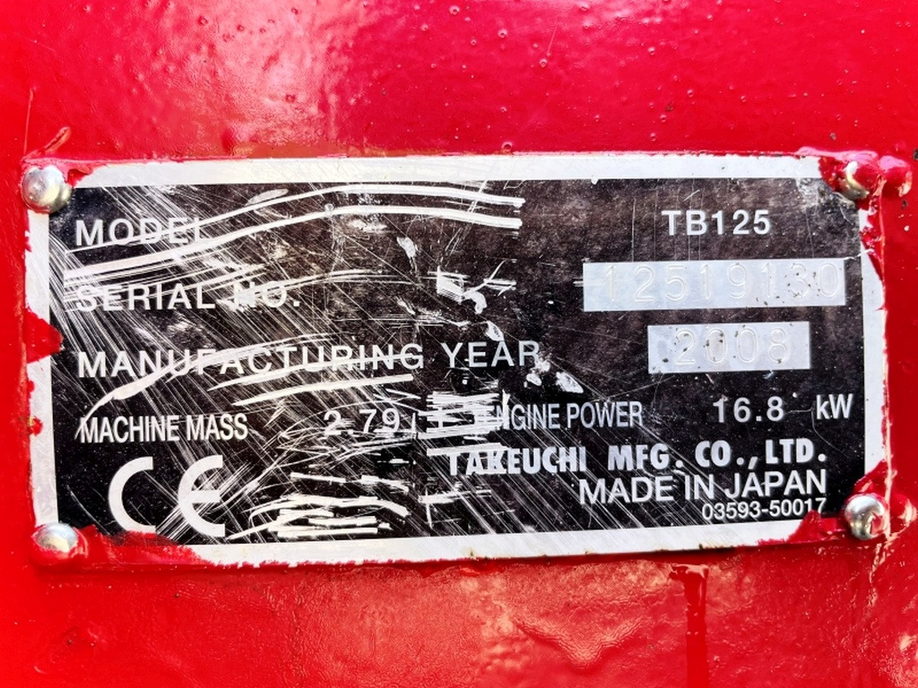 Takeuchi TB125 (4004) - Мини-экскаватор: фото 3 Takeuchi TB125 (4004) - Мини-экскаватор: фото 3