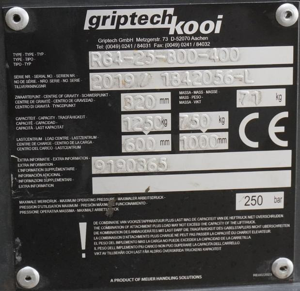 GRIPTECH Griptech RG 4 25 800/400 - Вилы для Вилочных погрузчиков: фото 4 GRIPTECH Griptech RG 4 25 800/400 - Вилы для Вилочных погрузчиков: фото 4
