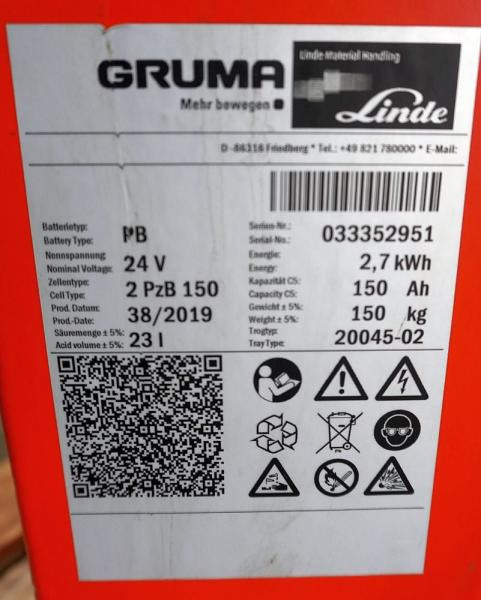 GRUMA 24 Volt 2 PzB 150 Ah - Аккумулятор: фото 5 GRUMA 24 Volt 2 PzB 150 Ah - Аккумулятор: фото 5
