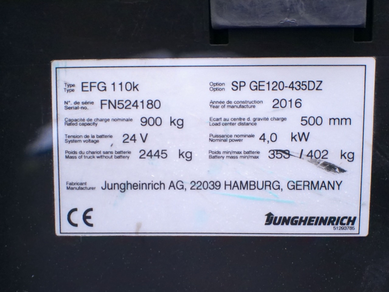 Электропогрузчик Jungheinrich EFG 110k 435 DZ: фото 11