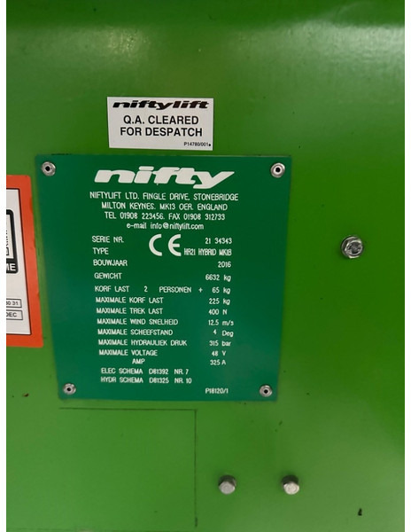 Коленчатый подъемник Niftylift HR 21 HYBRID: фото 14 Коленчатый подъемник Niftylift HR 21 HYBRID: фото 14