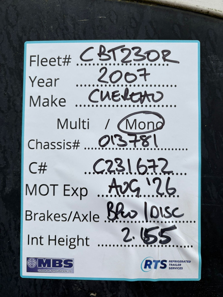 Chereau 2007 Vector 1800 – CBT230R - Полуприцеп-рефрижератор: фото 5 Chereau 2007 Vector 1800 – CBT230R - Полуприцеп-рефрижератор: фото 5