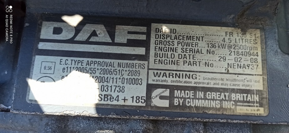 DAF LF 45 55 180 FR136S1 - Двигатель и запчасти для Грузовиков: фото 3 DAF LF 45 55 180 FR136S1 - Двигатель и запчасти для Грузовиков: фото 3