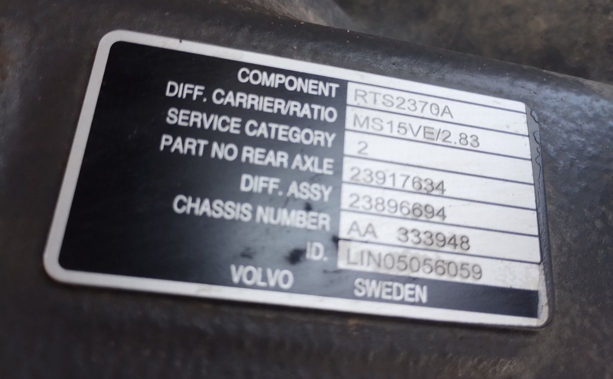 Volvo Rear axle differential LIFTING AXLE FH 500 FH 550 8x4 6x4 RTS2370A MS15VE 2.83 - Ось и запчасти: фото 4 Volvo Rear axle differential LIFTING AXLE FH 500 FH 550 8x4 6x4 RTS2370A MS15VE 2.83 - Ось и запчасти: фото 4