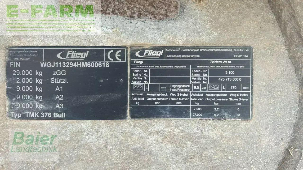 Fliegl tmk 376 bull - Сельскохозяйственный прицеп-самосвал: фото 2 Fliegl tmk 376 bull - Сельскохозяйственный прицеп-самосвал: фото 2