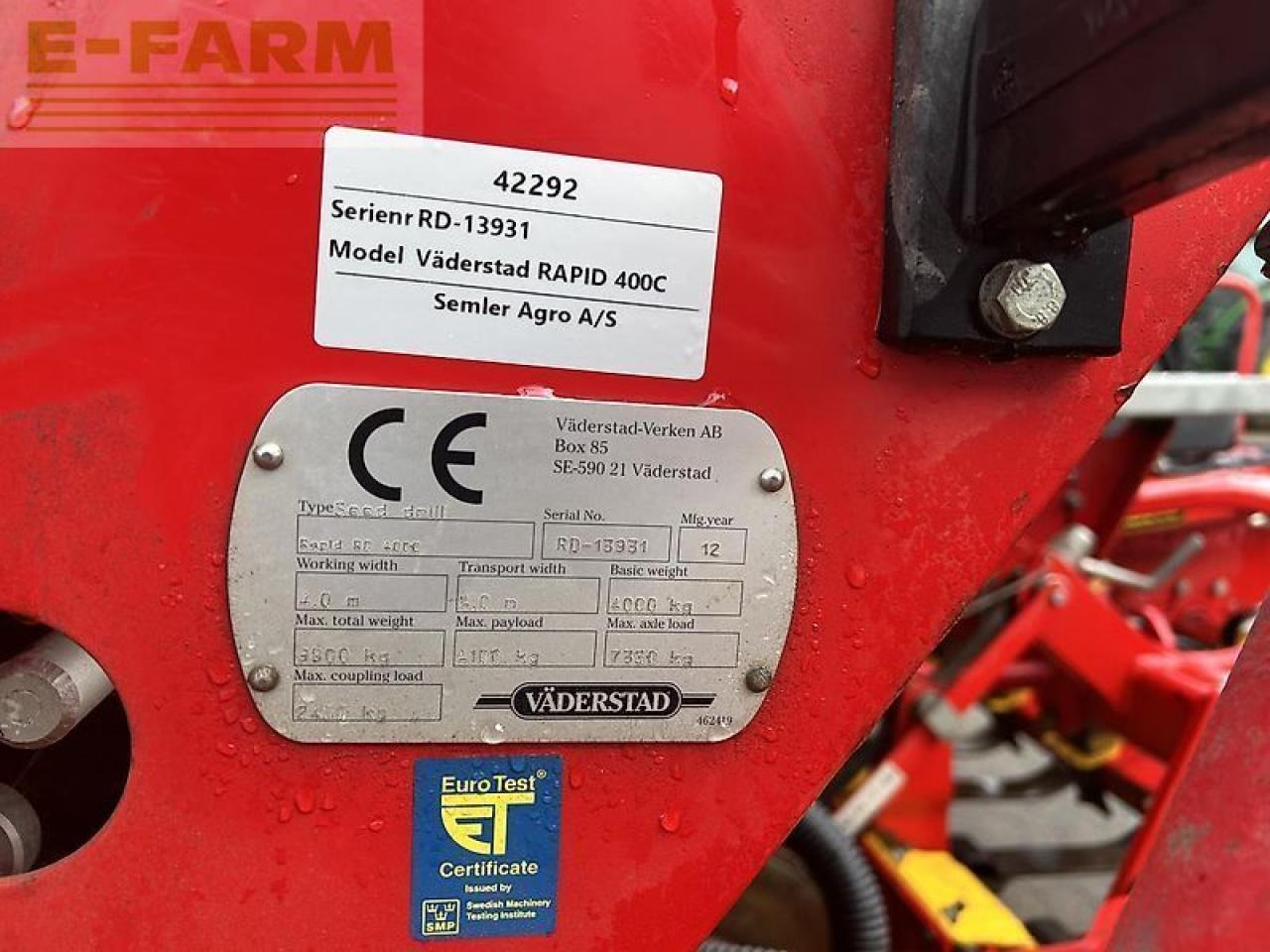 Väderstad rapid 400c - Сеялка: фото 3 Väderstad rapid 400c - Сеялка: фото 3