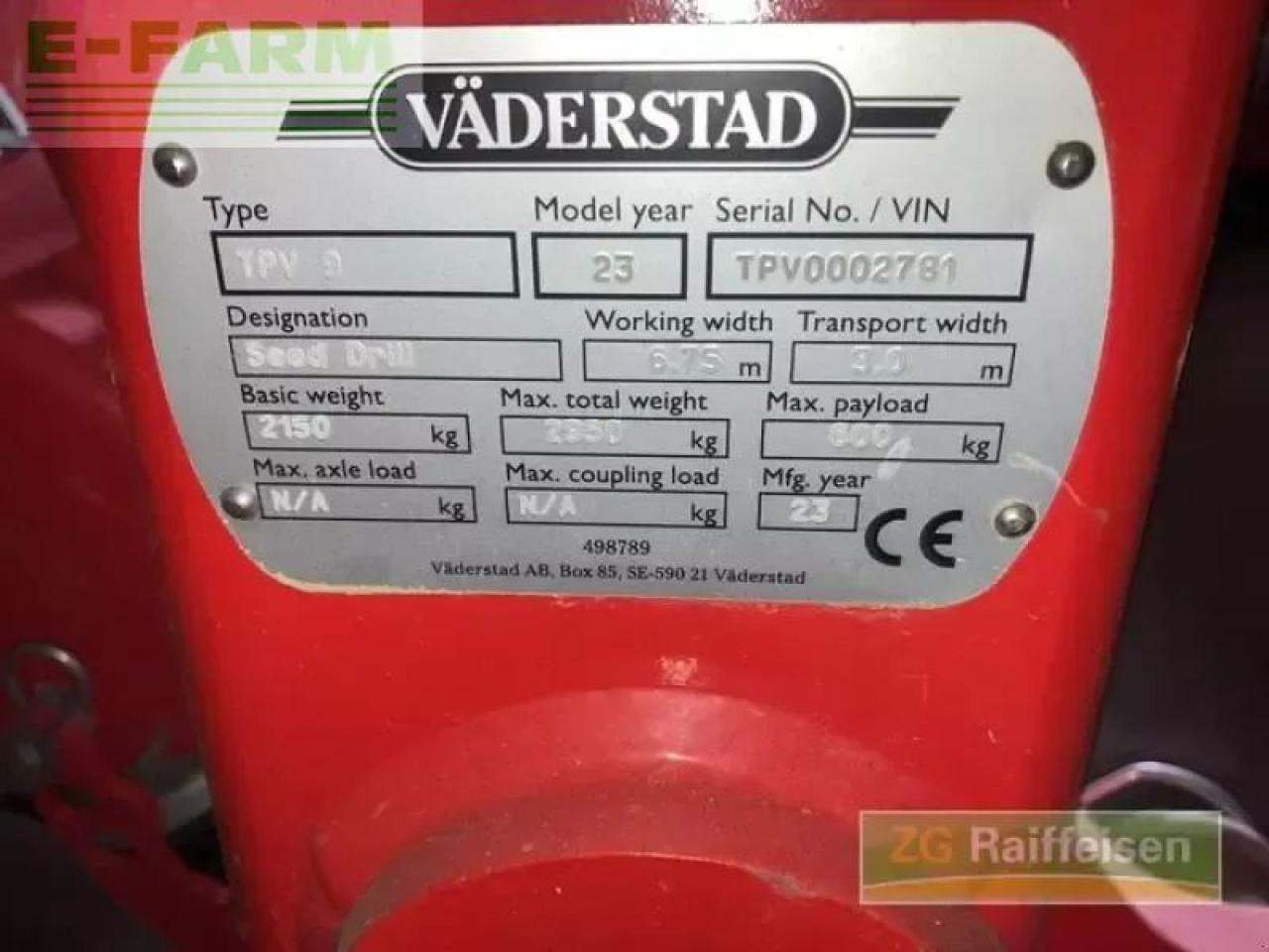 Väderstad tpv 12 - Сеялка точного высева: фото 4 Väderstad tpv 12 - Сеялка точного высева: фото 4