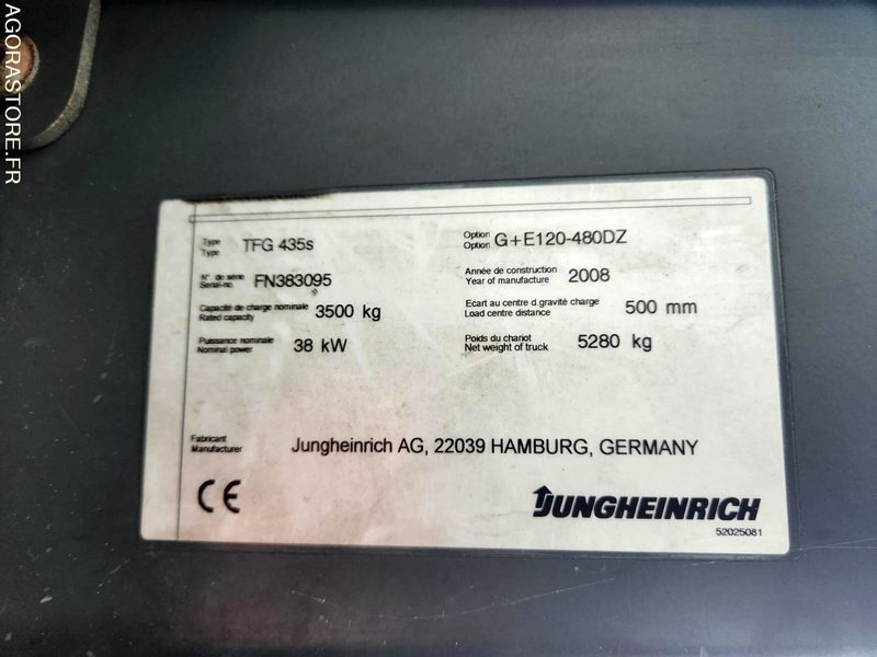 CHARIOT JUNGHEINRICH DFG 435s 480DZ - 2008 / 3260 HEURES - Газовый погрузчик: фото 4 CHARIOT JUNGHEINRICH DFG 435s 480DZ - 2008 / 3260 HEURES - Газовый погрузчик: фото 4