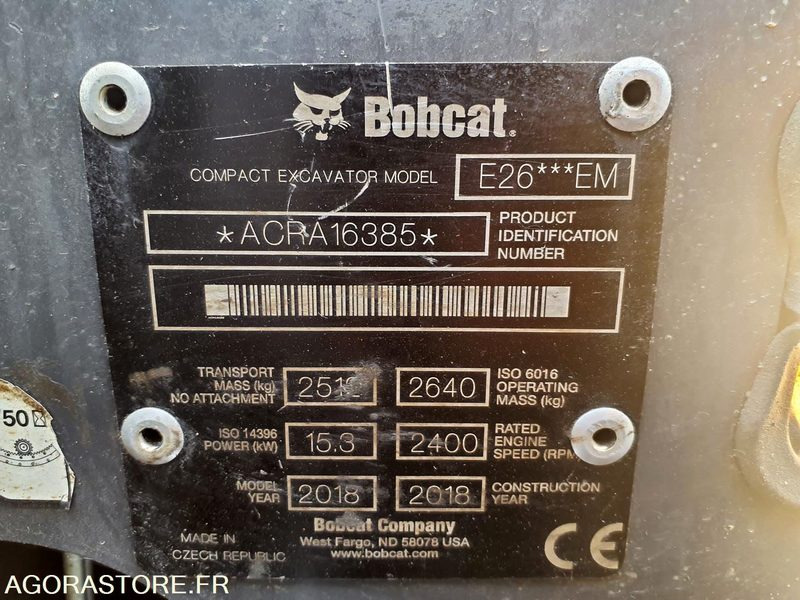 MINI PELLE BOBCAT E26 - 2018 - 2944 heures - Мини-экскаватор: фото 5 MINI PELLE BOBCAT E26 - 2018 - 2944 heures - Мини-экскаватор: фото 5