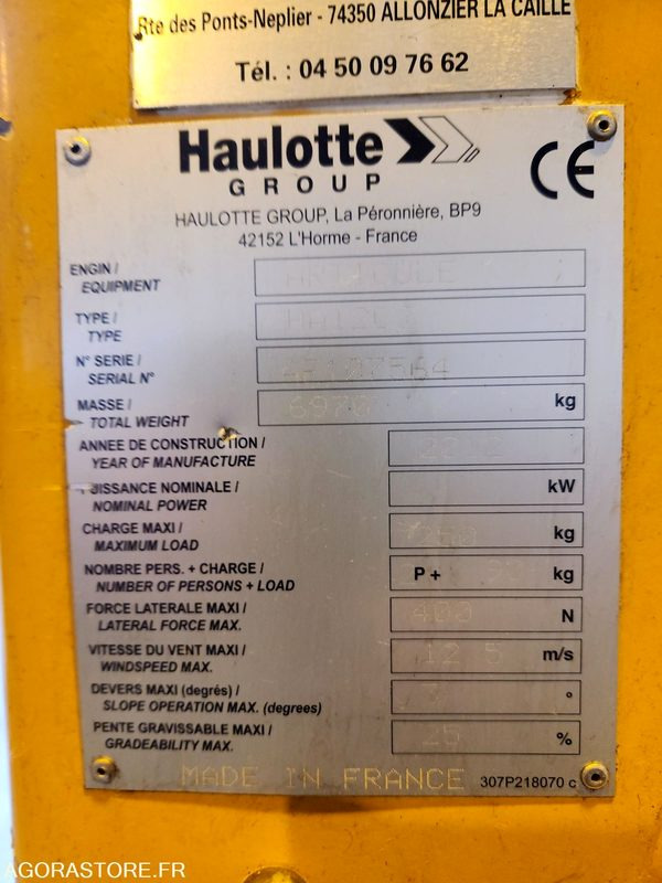 NACELLE HAULOTTE HA12C ELECTRIQUE - Подъёмник: фото 2 NACELLE HAULOTTE HA12C ELECTRIQUE - Подъёмник: фото 2