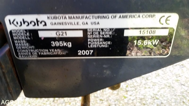 Газонокосилка TONDEUSE KUBOTA G21 DIESEL 2007 933H SANS PLATEAU DE COUPE: фото 13 Газонокосилка TONDEUSE KUBOTA G21 DIESEL 2007 933H SANS PLATEAU DE COUPE: фото 13