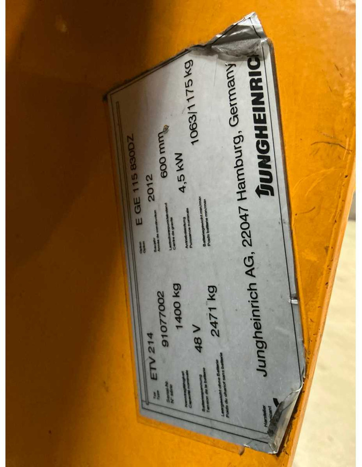 Вилочный погрузчик JUNGHEINRICH - ETV214 - FORKLIFT TRUCKS - 2012: фото 15 Вилочный погрузчик JUNGHEINRICH - ETV214 - FORKLIFT TRUCKS - 2012: фото 15