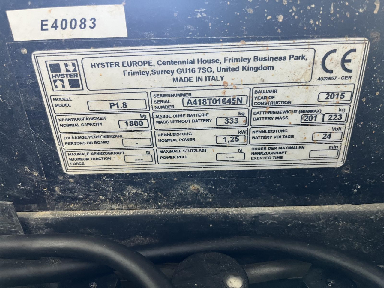 Hyster P1.8 - Тележка: фото 4 Hyster P1.8 - Тележка: фото 4