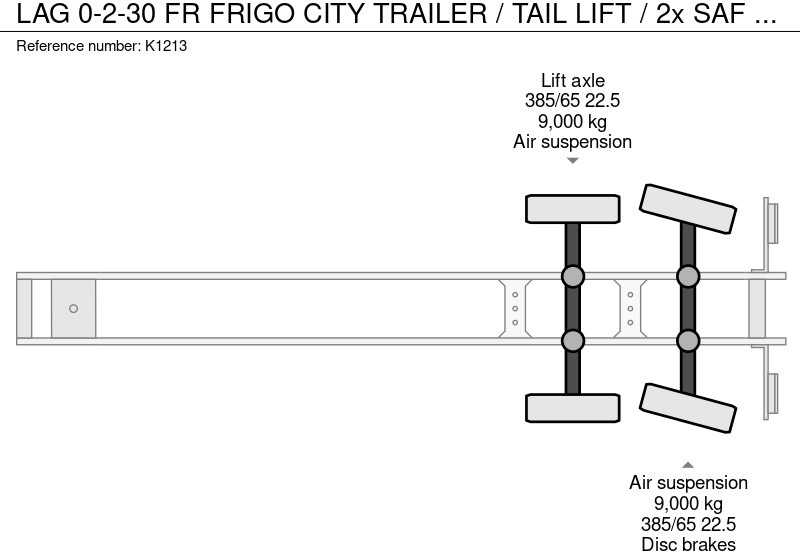 Полуприцеп-рефрижератор LAG 0-2-30 FR FRIGO CITY TRAILER / TAIL LIFT / 2x SAF AXLE DISK 1x LIFT AXLE 1x STEER AXLE: фото 16