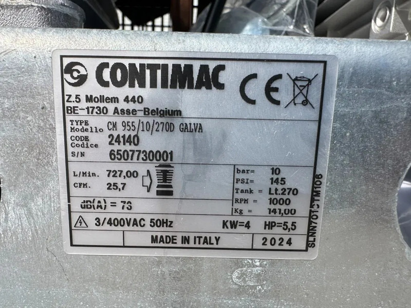 Contimac CM 955 / 10 / 270D Galva 4 kW 950 L / min 10 Bar Zuigercompressor Agri Gegalvaniseerd - Воздушный компрессор: фото 3 Contimac CM 955 / 10 / 270D Galva 4 kW 950 L / min 10 Bar Zuigercompressor Agri Gegalvaniseerd - Воздушный компрессор: фото 3