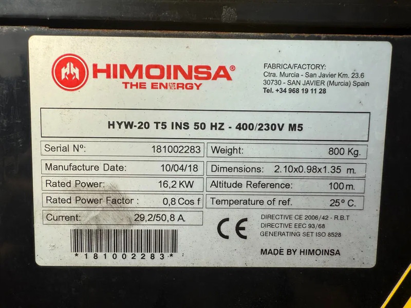 Himoinsa HYW 20 Yanmar Stamford 20 kVA Supersilent generatorset - Электрогенератор: фото 4 Himoinsa HYW 20 Yanmar Stamford 20 kVA Supersilent generatorset - Электрогенератор: фото 4