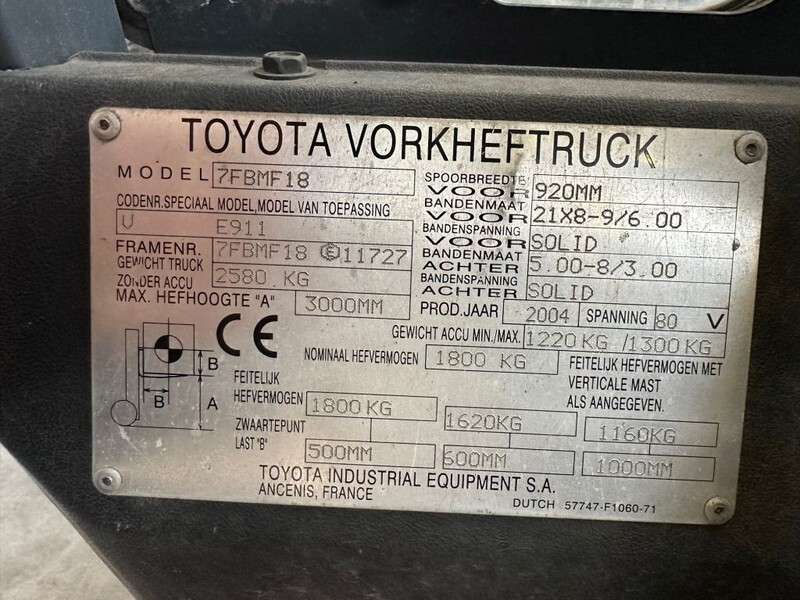Toyota 7FBMF 18 Duplex Sideshift 1.8 ton Elektra Heftruck - Электропогрузчик: фото 4 Toyota 7FBMF 18 Duplex Sideshift 1.8 ton Elektra Heftruck - Электропогрузчик: фото 4