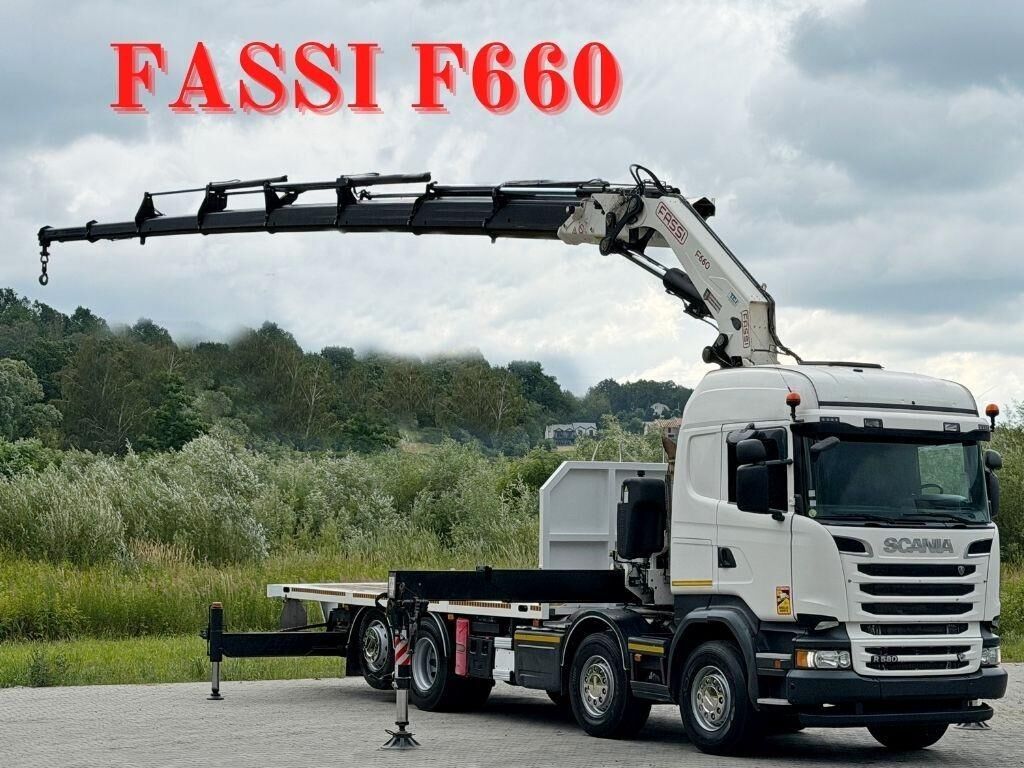 Scania R 580 * PLATFORM 8,40m * FASSI F660 + FUNK * 8x4 - Автоманипулятор: фото 1 Scania R 580 * PLATFORM 8,40m * FASSI F660 + FUNK * 8x4 - Автоманипулятор: фото 1
