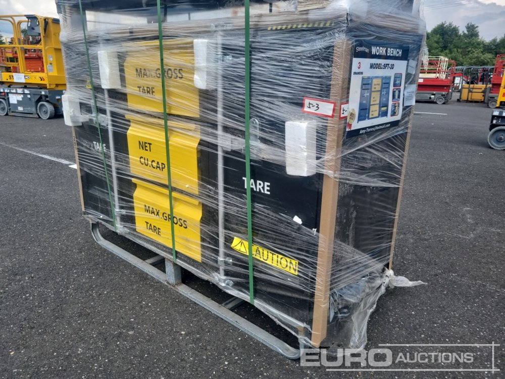 Unused 2024 Steelman 5’ Work Bench With 3 Drawers & 2 Cabinets Packed In Plastics. Drawers With Lock & Anti-Slip Inners. Using New 3 Rail Sliding - Оборудование для мастерских: фото 1 Unused 2024 Steelman 5’ Work Bench With 3 Drawers & 2 Cabinets Packed In Plastics. Drawers With Lock & Anti-Slip Inners. Using New 3 Rail Sliding - Оборудование для мастерских: фото 1