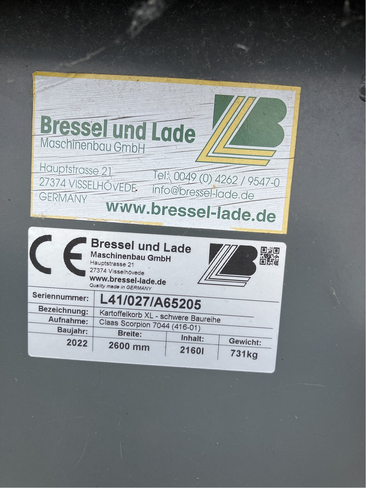 Bressel und Lade Kartoffelkorb XL - Фронтальный погрузчик для трактора: фото 2 Bressel und Lade Kartoffelkorb XL - Фронтальный погрузчик для трактора: фото 2