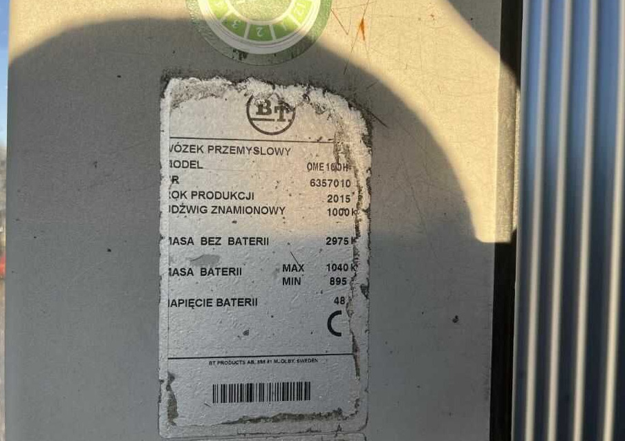 BT OME100H - Сборщик заказов: фото 4 BT OME100H - Сборщик заказов: фото 4