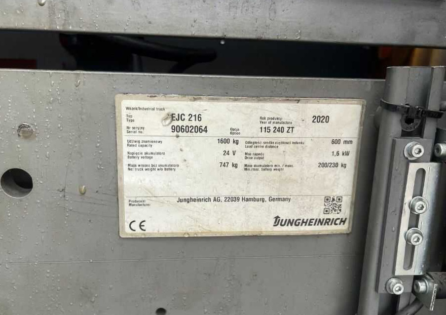 Jungheinrich EJC216 - Штабелер: фото 4 Jungheinrich EJC216 - Штабелер: фото 4