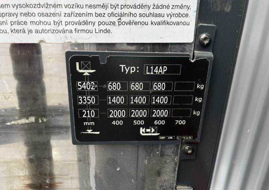 Linde L14AP - Штабелер: фото 5 Linde L14AP - Штабелер: фото 5