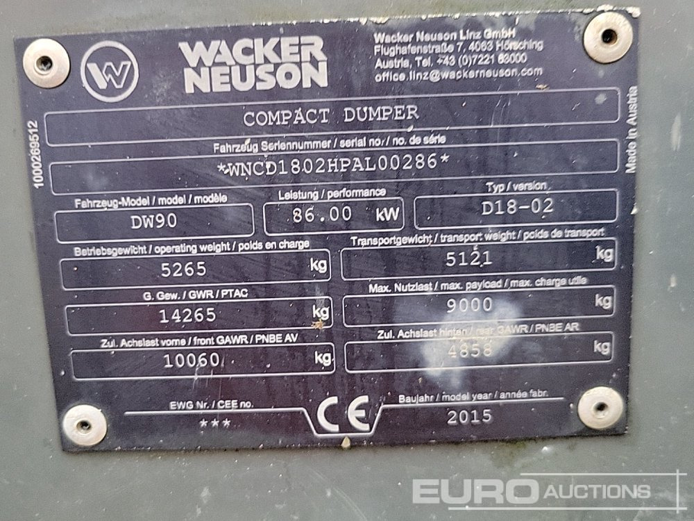 Мини-самосвал 2015 Wacker Neuson DW90: фото 36 Мини-самосвал 2015 Wacker Neuson DW90: фото 36